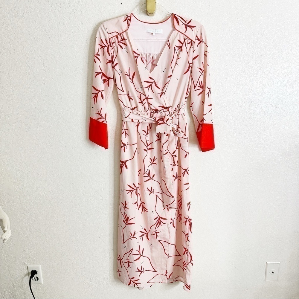BORGO DE NOR Long-Sleeve Firefly Leaf Wrap Dress size 8 - Picture 2 of 11